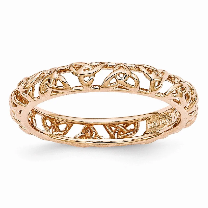 Rose Gold Tone Plated Sterling Silver Stackable 3.5mm Celtic Knot Band