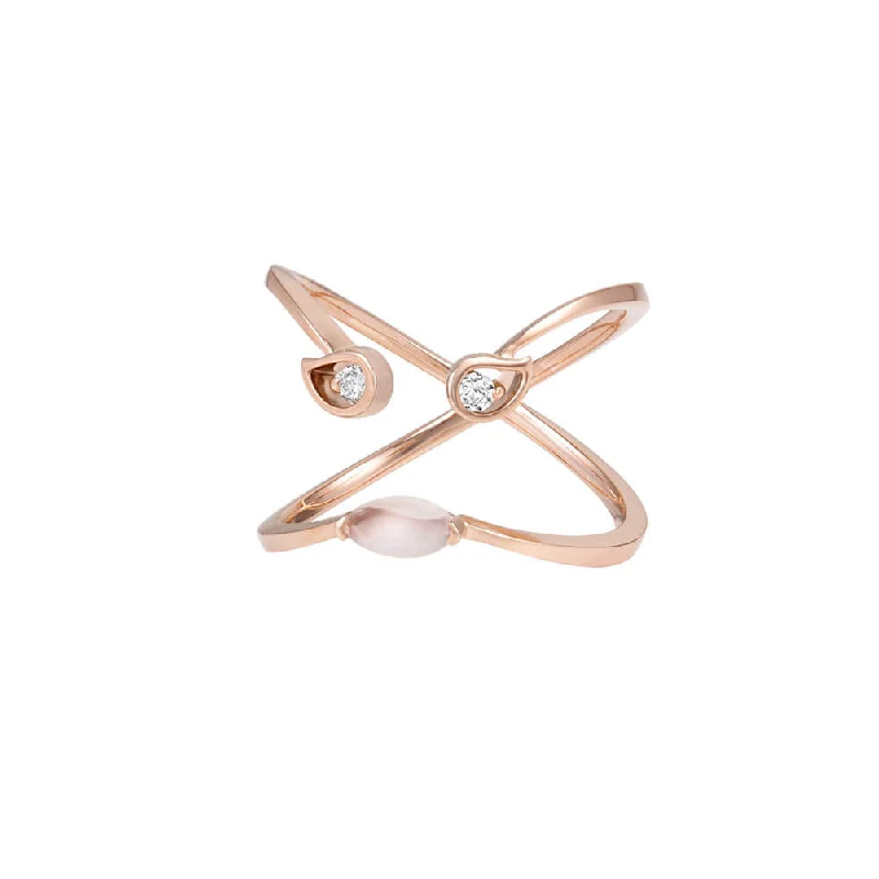 PREMIERE Florentina 18K Rosegold Ring w. Diamond & Chalcedony