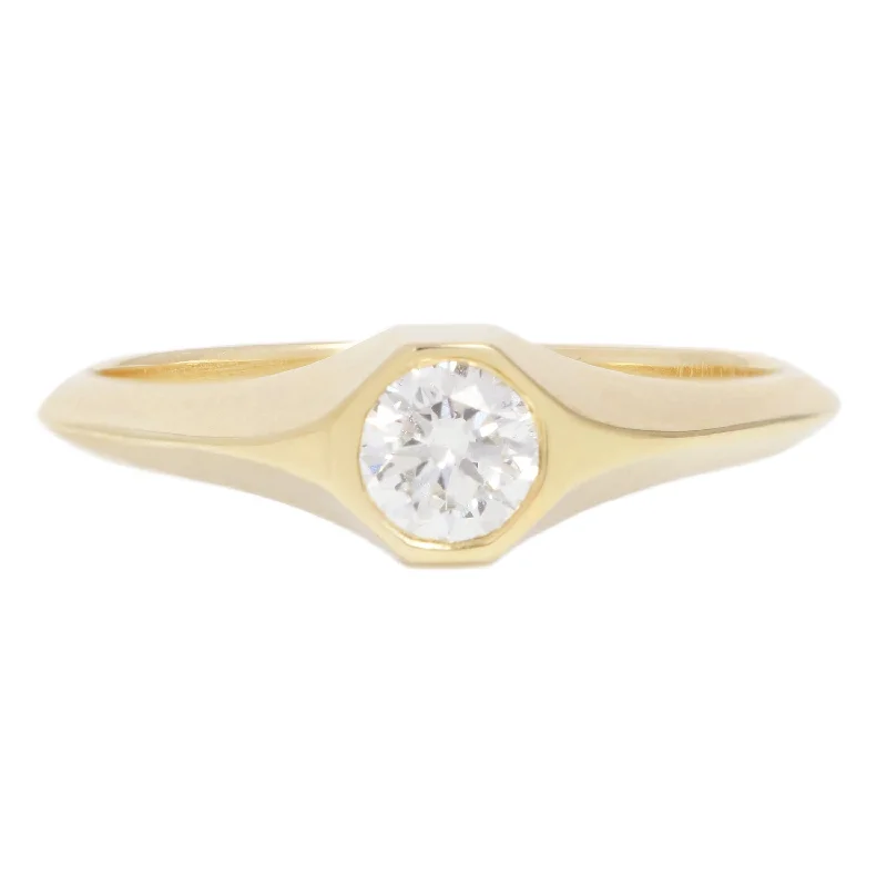 Small Round Diamond Signet Ring