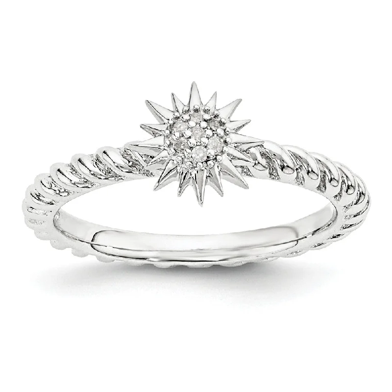 Sterling Silver Stackable .035 Ctw I3 H-I Diamond 7mm Star Ring