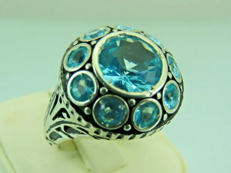 Turkish Handmade Jewelry 925 Sterling Silver Aquamarine Stone Mens Rings