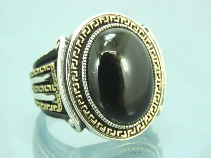 Turkish Handmade Jewelry 925 Sterling Silver Onyx Stone Mens Rings