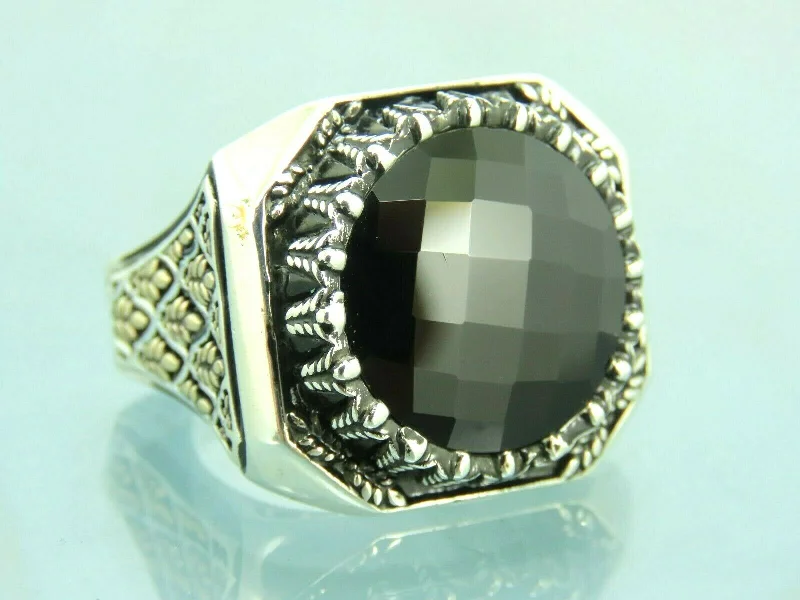 Turkish Handmade Jewelry 925 Sterling Silver Onyx Stone Mens Rings