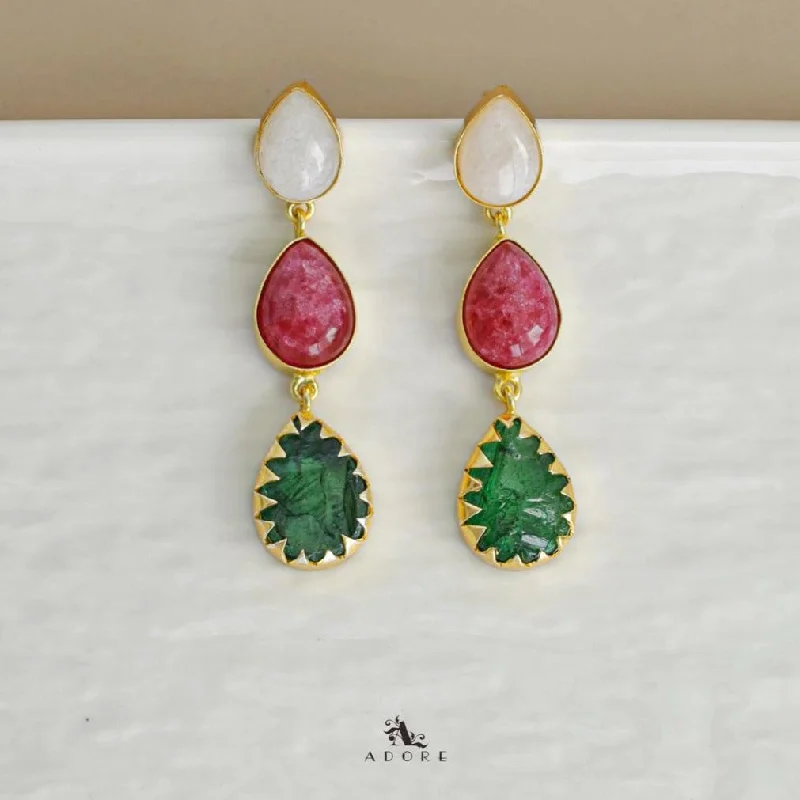 Marla Tri Drop Dyed Stone Earring