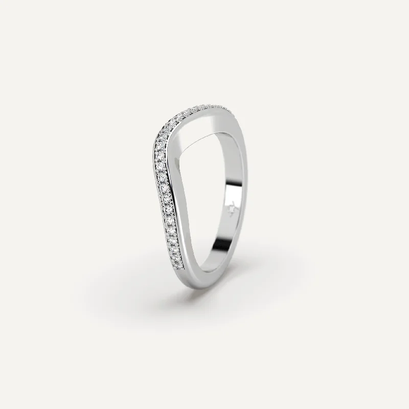 Pavé Diamond Curved Wedding Band