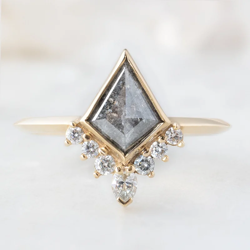 The Aster Ring | 0.83ct Kite Salt and Pepper Diamond in 14K Yellow Gold