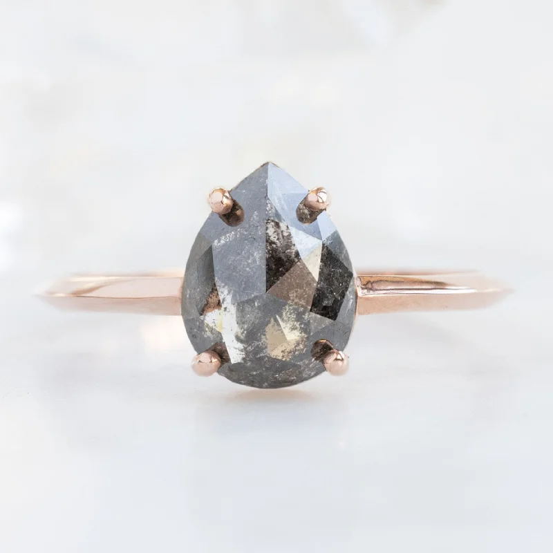 The Bryn Ring | 1.38ct Pear Black Diamond in 14K Rose Gold