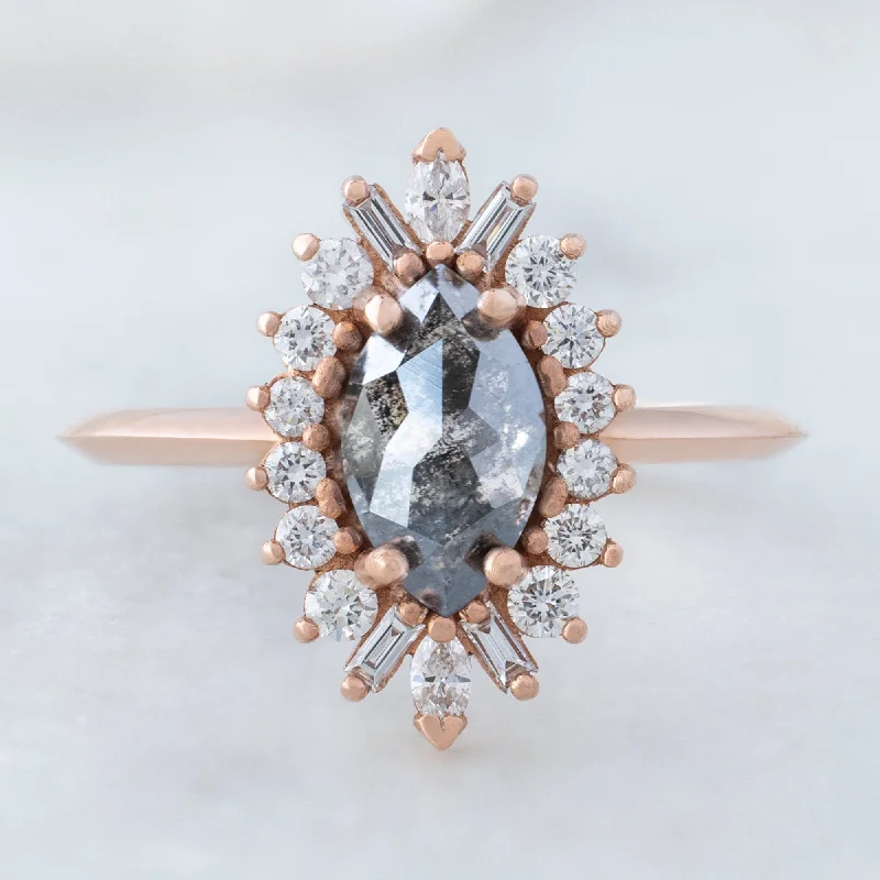 The Camellia Ring | 0.94ct Marquise Cut Black Diamond in 14K Rose Gold