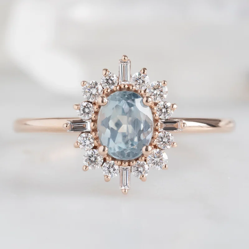 The Compass Ring | 0.87ct Oval Montana Sapphire in 14K Rose Gold