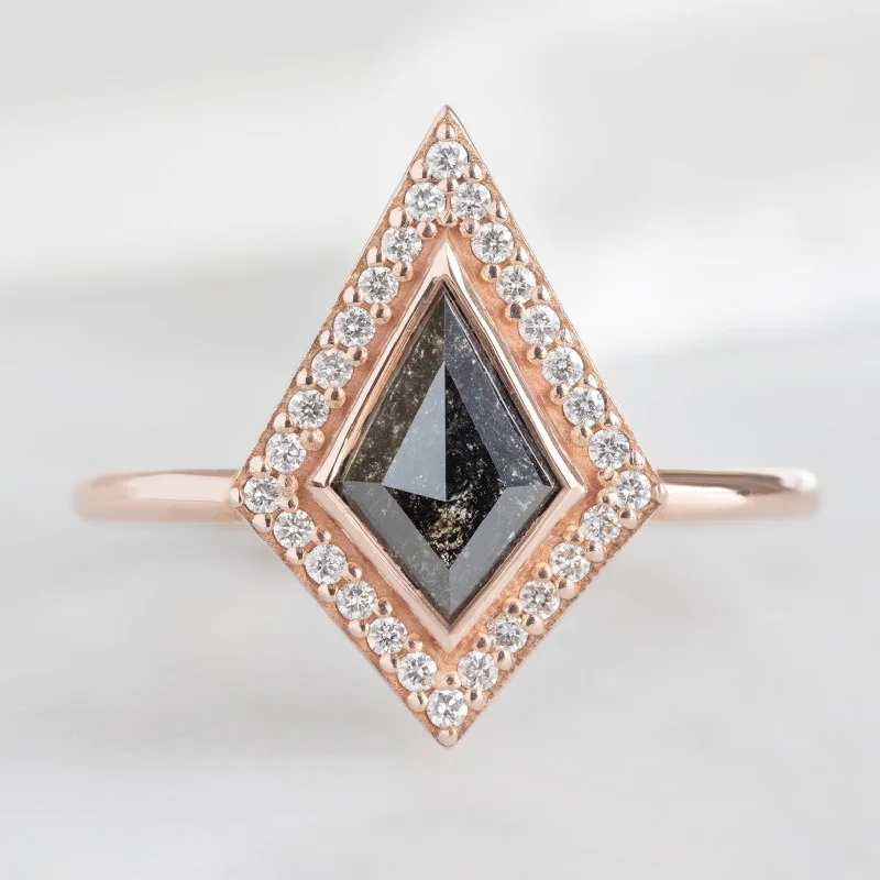 The Dahlia Ring | 0.80ct Kite Black Diamond in 14K Rose Gold