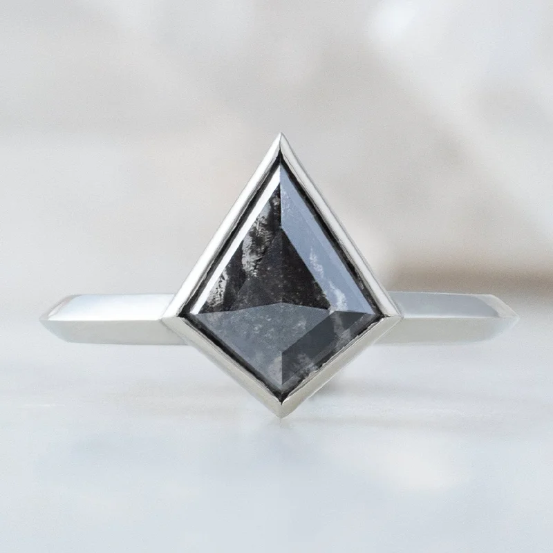 The Hazel Ring | 1.8ct Kite Black Diamond in 14K White Gold