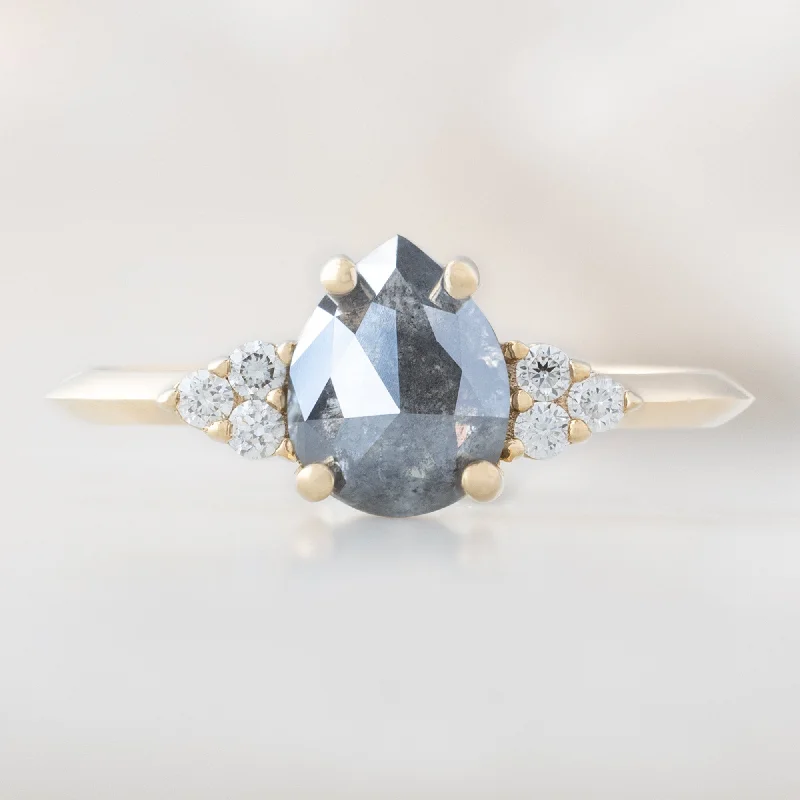 The Ivy Ring | 0.94ct Rose Cut Grey Diamond in 14K Yellow Gold