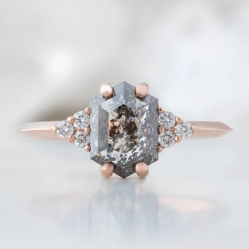 The Ivy Ring | 1.49ct Hexagon Salt and Pepper Diamond in 14K Rose Gold