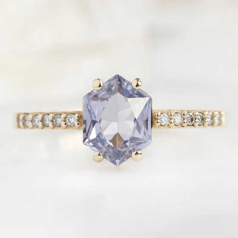 The Willow Ring | 1.12ct Hexagon Lilac Sapphire in 14K Yellow Gold