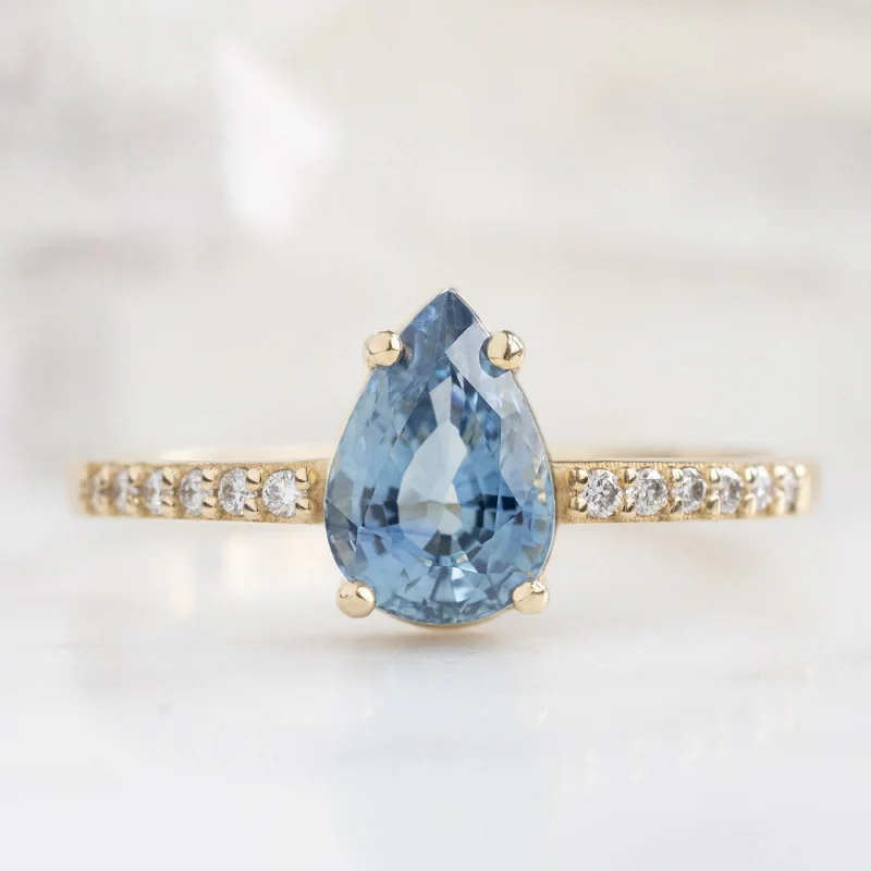 The Willow Ring | 1.18ct Pear Blue Sapphire in 14K Yellow Gold