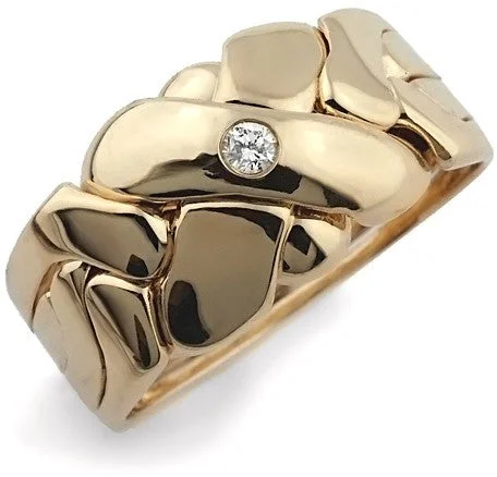 14K Gold 4 Band Puzzle Ring with Diamond 4BX1D