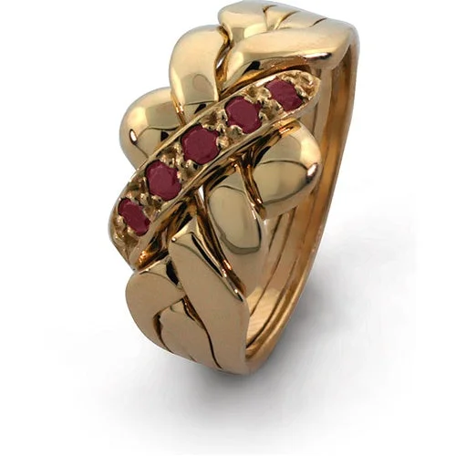 14K Gold 4 Band RUBY Puzzle Ring 4B141RUBY