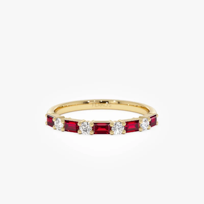 14k Ruby and Diamond Prong Setting Ring