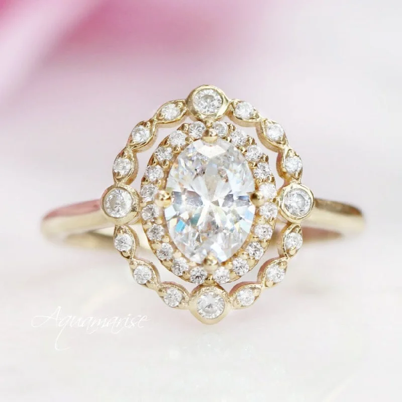 Valentina Engagement Ring- 10K/14K/18K Solid Yellow Gold