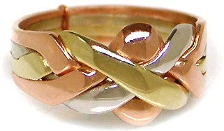 14K Tri Gold 4 Band Puzzle Ring 4B142