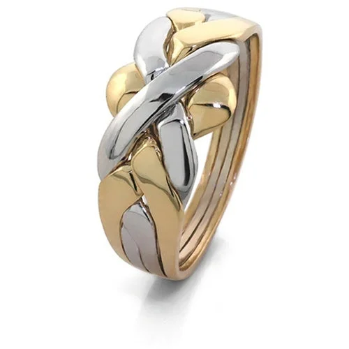 14K Two Tone Gold 4 Band Puzzle Ring 4B141-2T