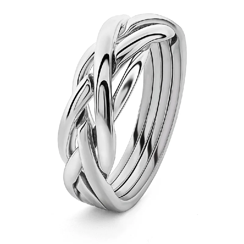 14K White Gold LADIES 4 band Puzzle Ring 4KNGW