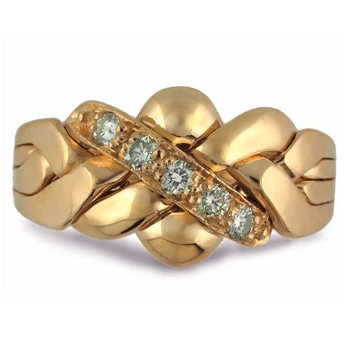 14K Yellow Gold 4 Band DIAMOND Puzzle Ring 4B141DY