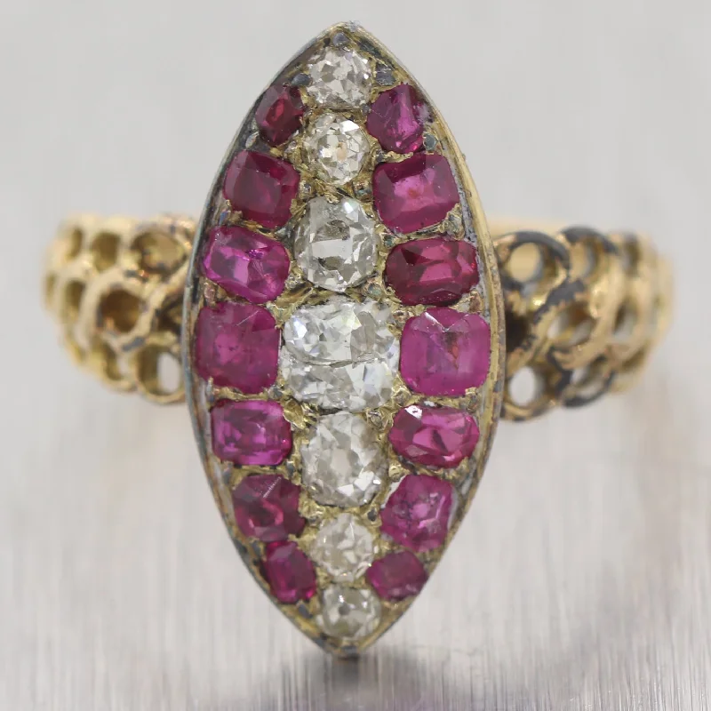 Limited-Stock Jewelry Sale – Once It's Gone, It's Gone 1890's Antique Victorian 14k Yellow Gold 2ctw Ruby & Diamond Ring