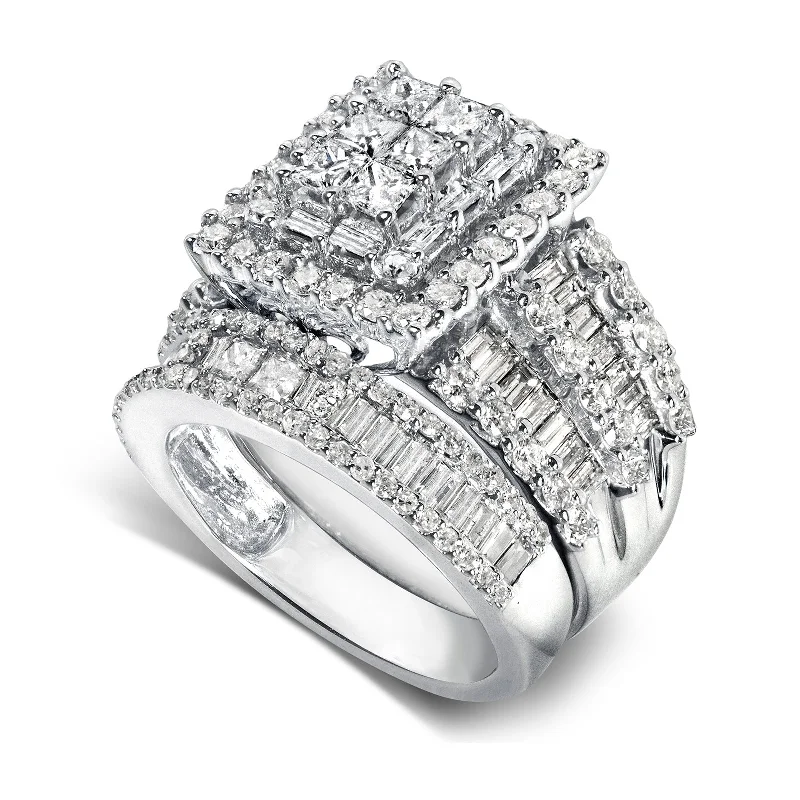 The Perfect Jewelry Piece At The Perfect Price Square Cluster Composite Diamond Bridal Set - 2-5/8ct TDW