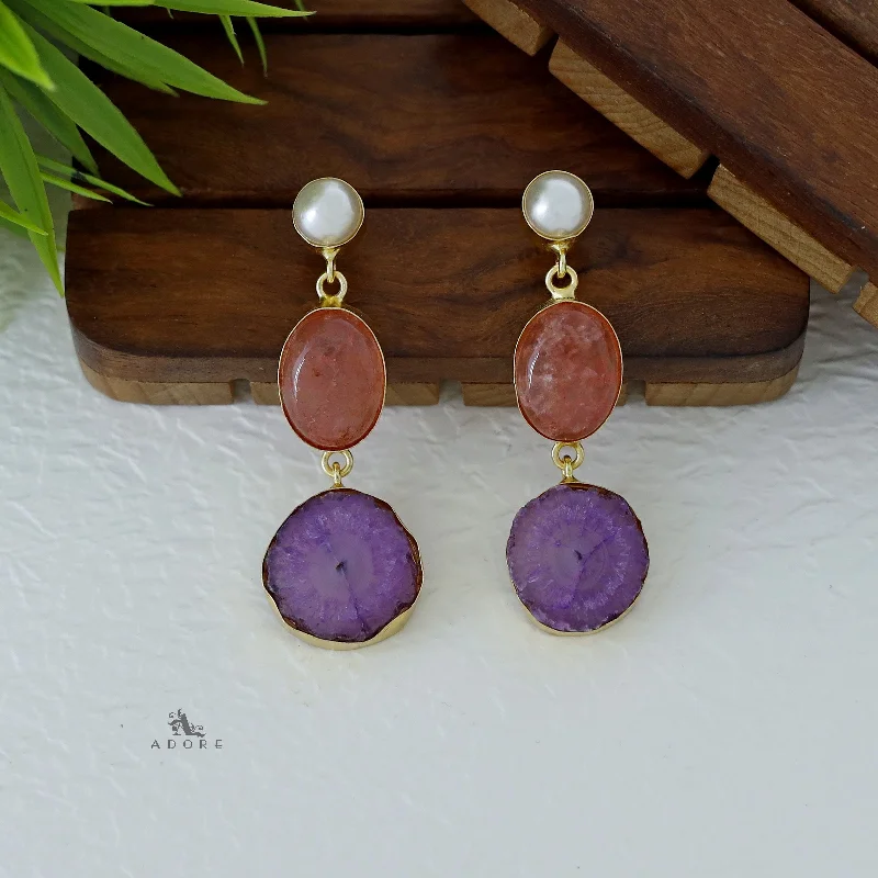 Alyn Pearl Solar Agate Earring