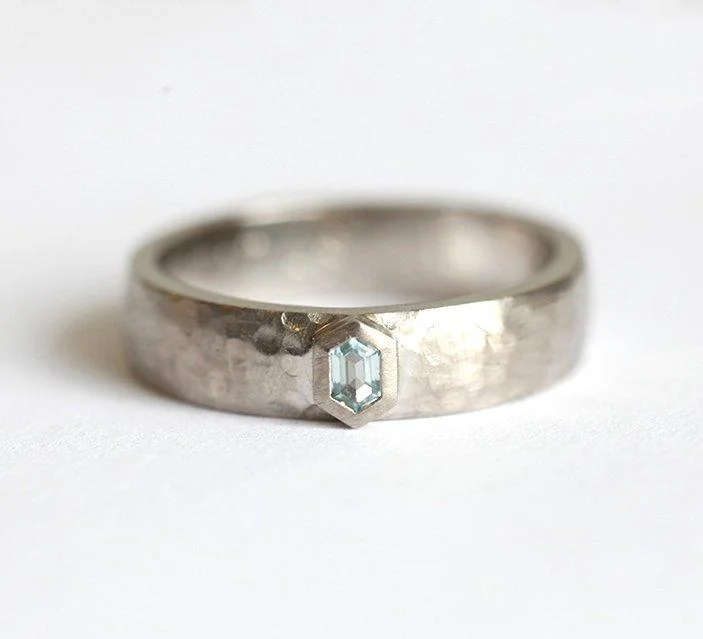 Aquamarine Ring, Wedding Band