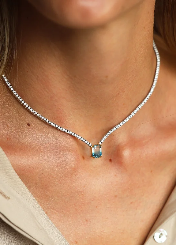 Premium Jewelry Now Available At Special Discounts Arwen diamond choker with bicolor sapphire