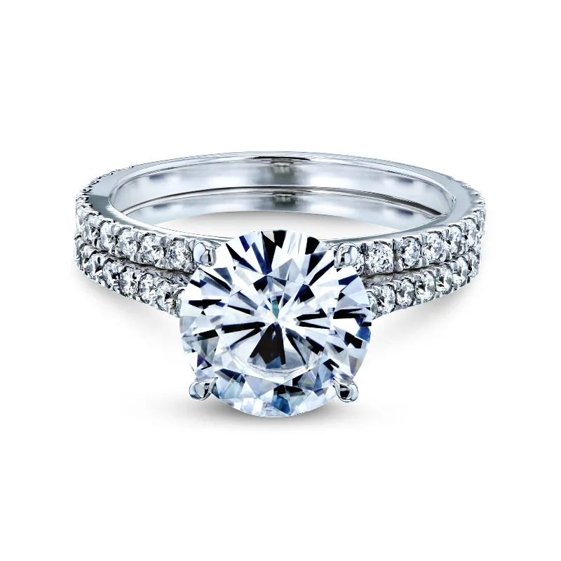 Limited Stock On Premium Jewelry At Low Prices Basket Cathedral 9mm Moissanite and Diamond Rings 14k White Gold