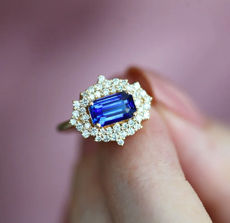 Firoza Blue Sapphire Diamond Ring