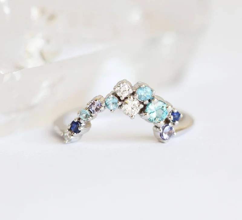 Shop Stylish Jewelry Now And Save Big Diamond, Sapphire & Aquamarine Stacking Cluster Ring