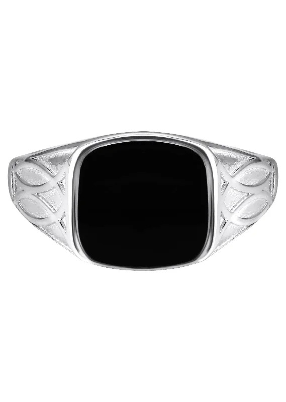 Mens Silver Onyx Signet Ring | Appx 5.3 Grams