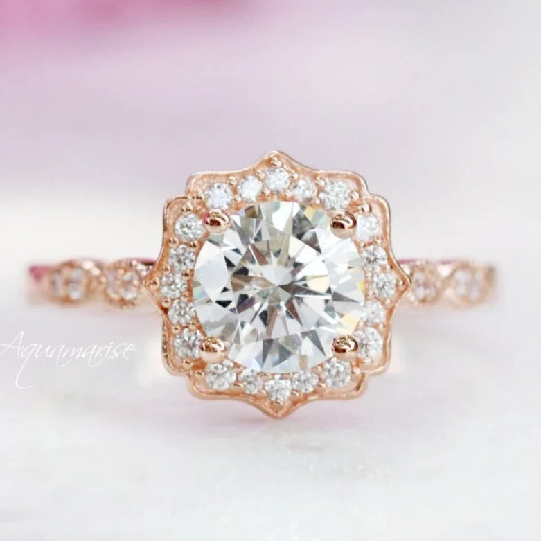 Cordelia Engagement Ring- 14K Solid Rose Gold