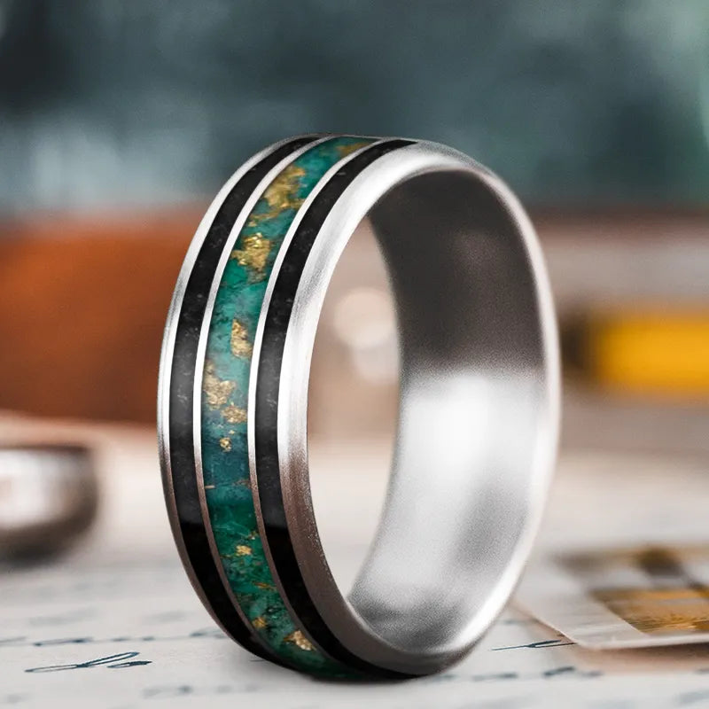 Grab Your Favorite Jewelry At The Lowest Prices Custom Design - 3-Inlay Wide Center Ring 8vVE8x_kaUP7-ImHBbxRISRg