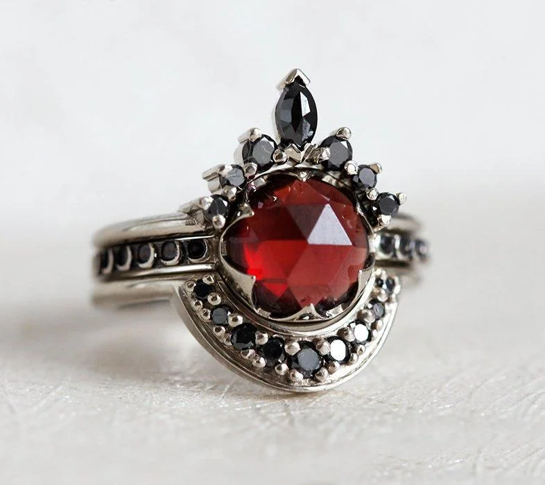 Handcrafted Jewelry Sale – Unique Designs At Low Prices Red Moon Garnet Ring Set