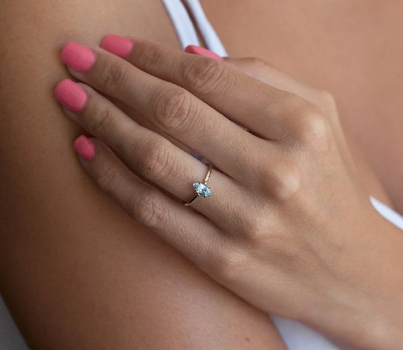 Gold Engagement Ring, Gold Aquamarine Ring