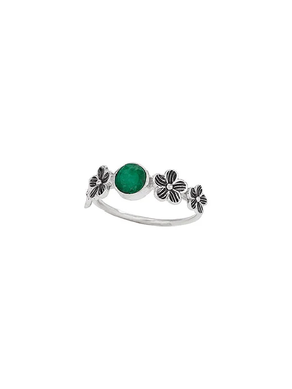 Green Onyx Flowers Ring