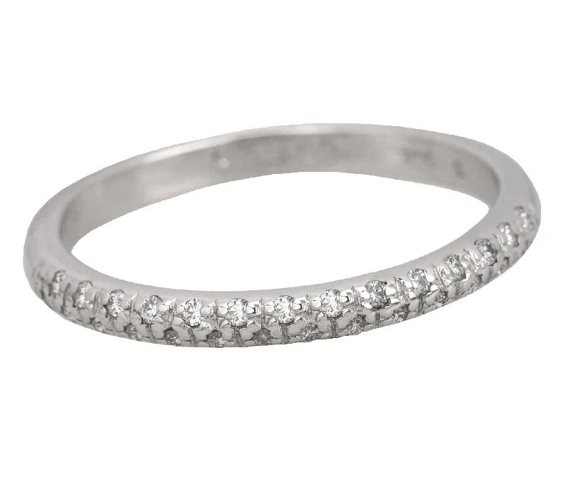 Elegant Jewelry, Exclusive Prices – Shop Now Ladies Hidalgo 18k 750 White Gold 0.14ctw Diamond 2mm Half Band Stackable Ring