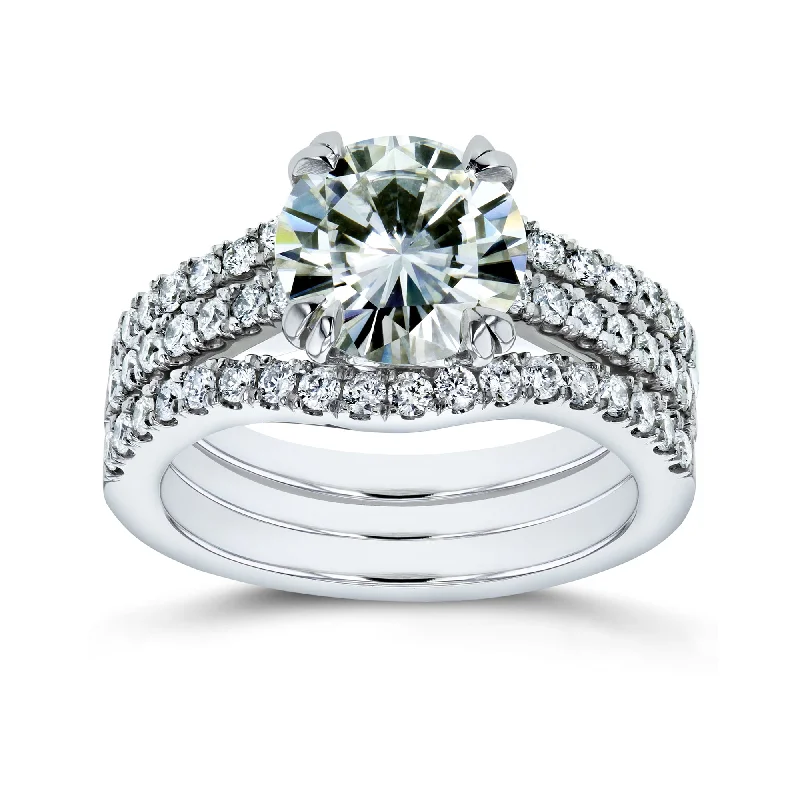 Exclusive Jewelry Sale – Shine For Less Moissanite & Lab Diamond 3pc Bridal Rings Set - 2 1/2ct.tw