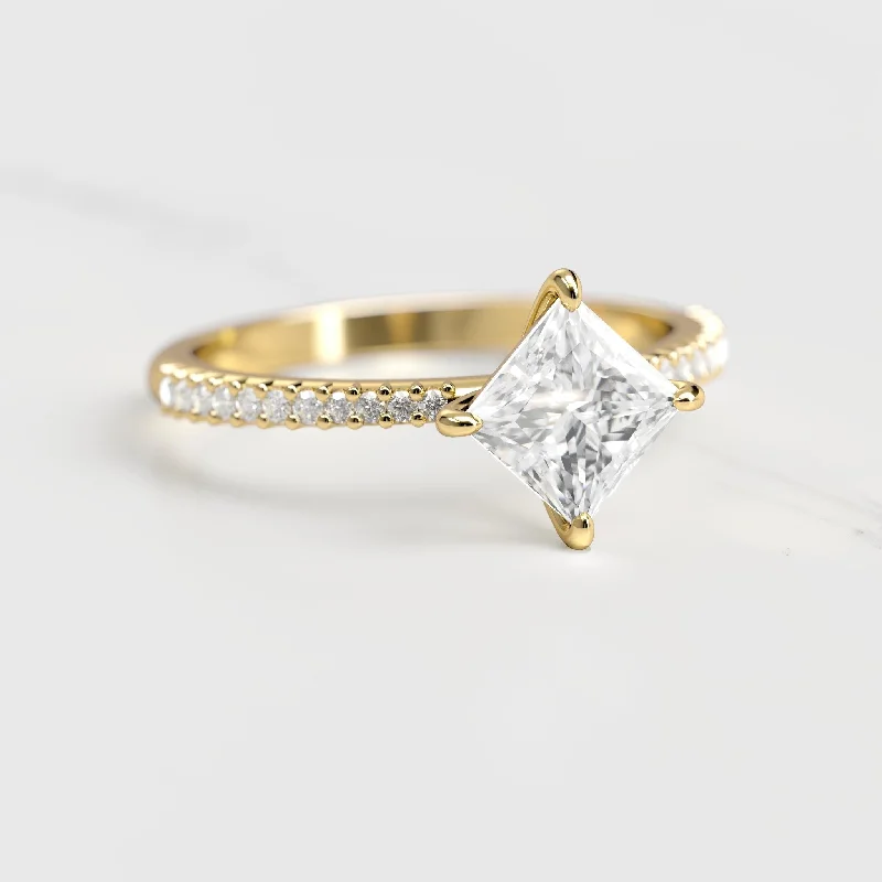 Affordable Luxury Jewelry – Style At A Great Price Princess Half Pave Tapered Moissanite Ring