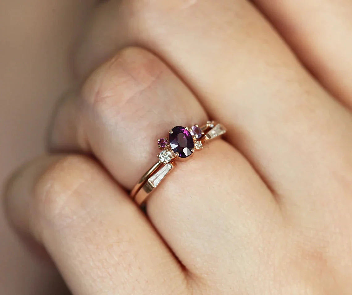 Limited-Time Offer On Elegant Jewelry Pieces Carey Purple Sapphire Amethyst Diamond Cluster Ring