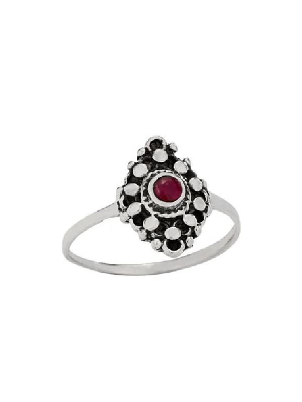 Dotted Ruby Shield Ring