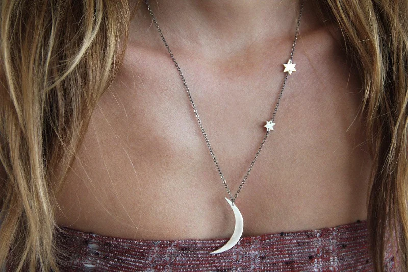 Bohemian-Inspired Jewelry For Free-Spirited Fashion Bohemian Crescent Moon And Stars Necklace