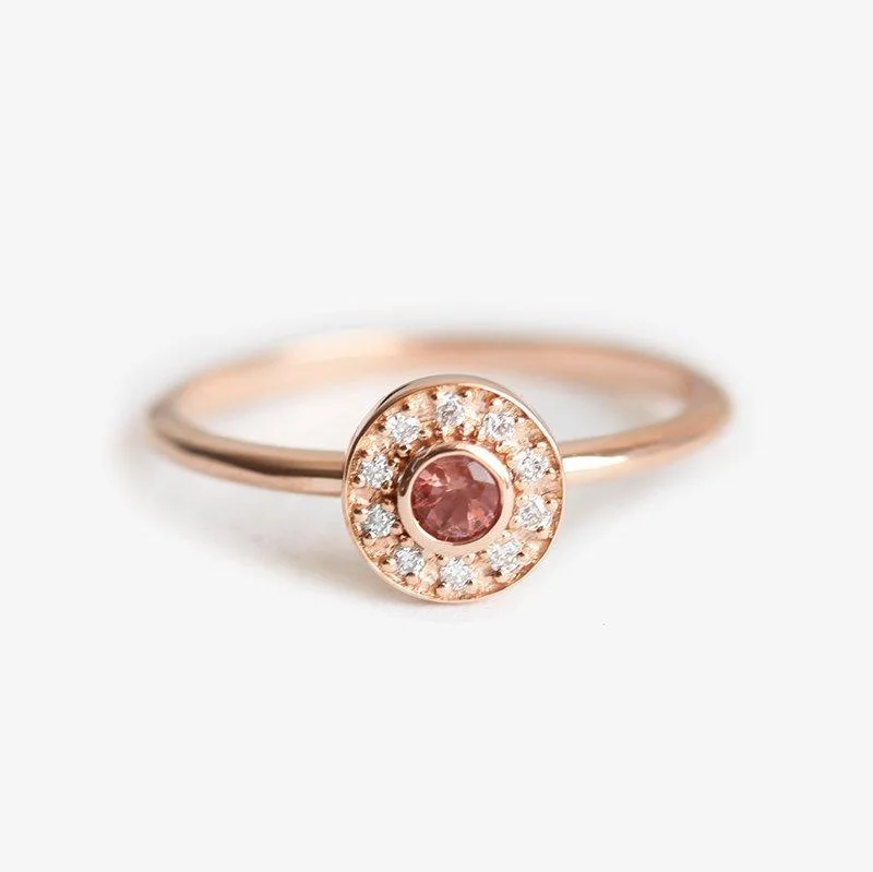 Limited-Stock Jewelry Sale – Once It's Gone, It's Gone Sunstone Halo Diamond Ring, Rose Gold Sun Ring