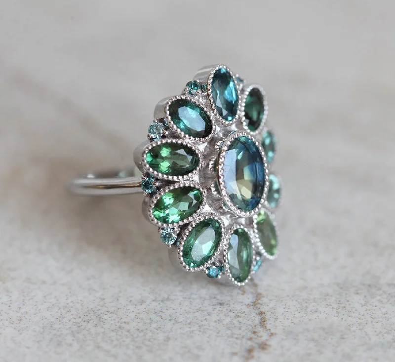 Lana Teal Sapphire Tourmaline Diamond Ring