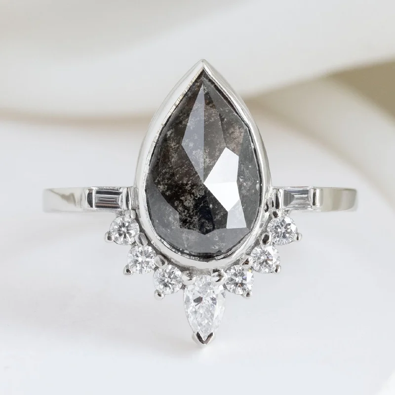 The Posy Luxe | 2ct Rose Cut Black Diamond in 18K White Gold